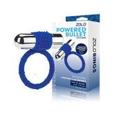 Zolo Rechargeable Vibrating Silicone Cock Ring - Navy/Silver